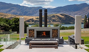 Twin Peak Outdoor Concrete Fireplace