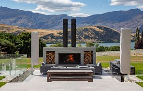 Twin Peak Outdoor Concrete Fireplace